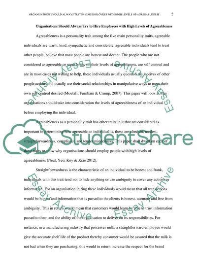 Organizations and Employees with High Levels of Agreeableness