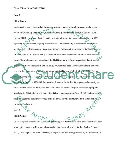 Finance and Accounting for Taxation Cases
