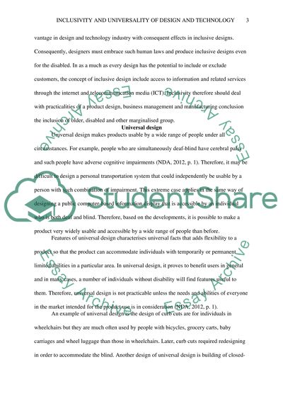 Inclusivity and Universality of Design and Technology