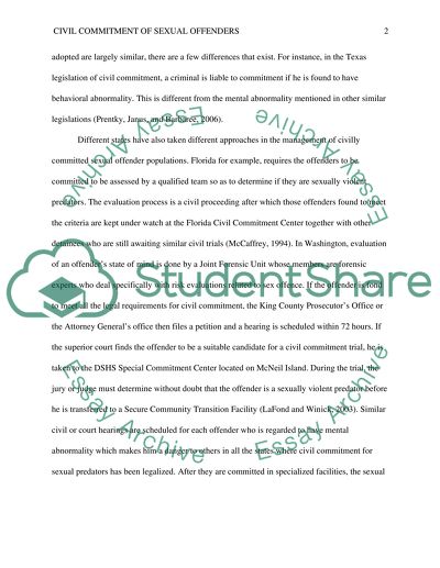 Civil Committment of Sexual Offenders