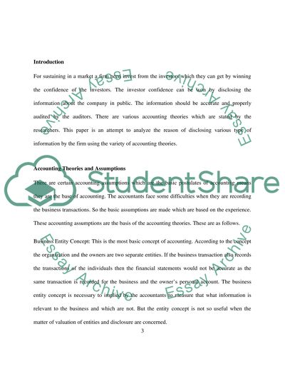 Accounting Theory: Firms Disclosure of Information