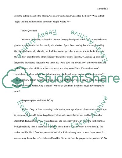 Questions & Response Paper