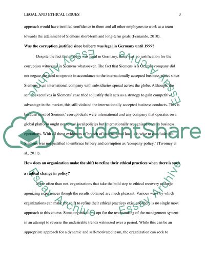 Legal and ethical issues in Siemens Global