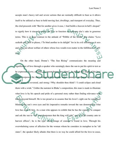The Sun Rising by John Donne and The Clod and the Pebble by William Blake