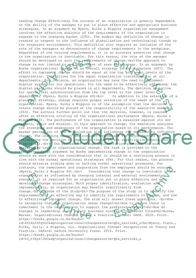 Leading Change Effectively