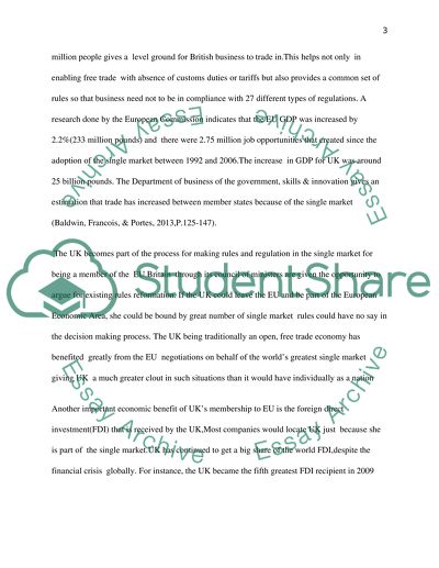 Benefits and Costs of UK Membership in the European Union