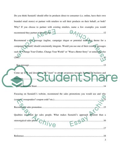 SustainU Product Depth and Breadth