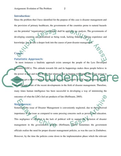 Evolution of the problem