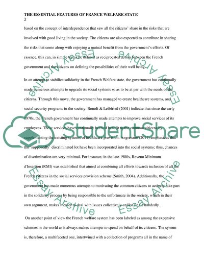 The essential features of France welfare state