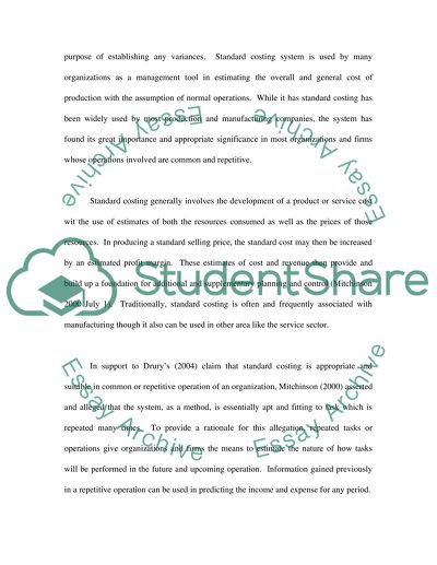 The System of Standard Costing Work