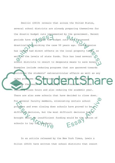 The impact of the current economy on educational funding
