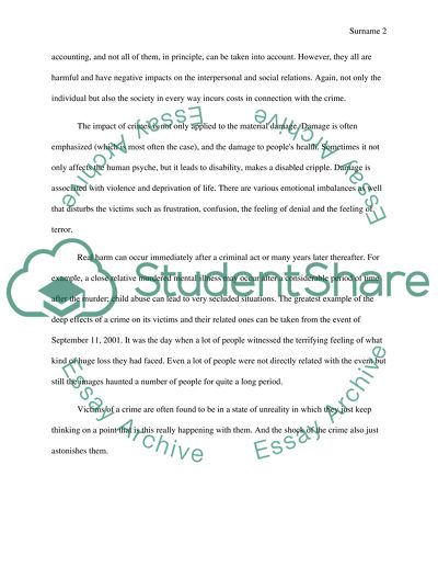 The Effects and Cost of Crime on Its Victims