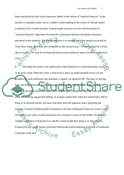 Response questions for Joseph Conrad&apos;s *Nostromo*