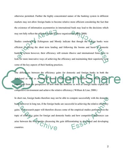 Domestic Bank Versus Foreign Bank Efficiency