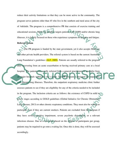 Pulmonary Rehabilitation Program at the Repatriation General Hospital