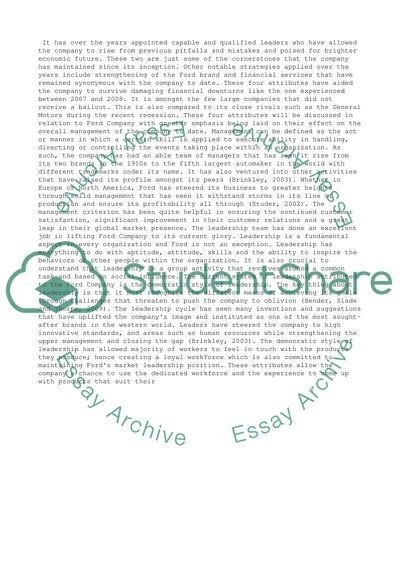 Management of Ford Motors