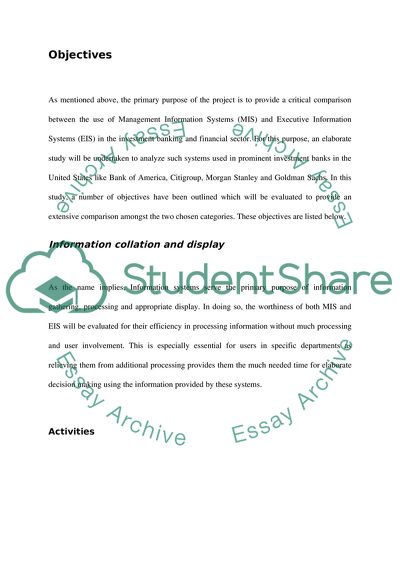 Comparison between Management Information System (MIS) and Executive Information System (EIS)