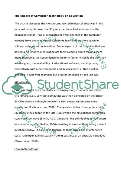 The Impact of Computer Technology on Education