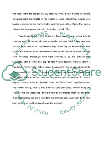 Comparison of Japans Meiji Period with Chinas Great Leap Forward