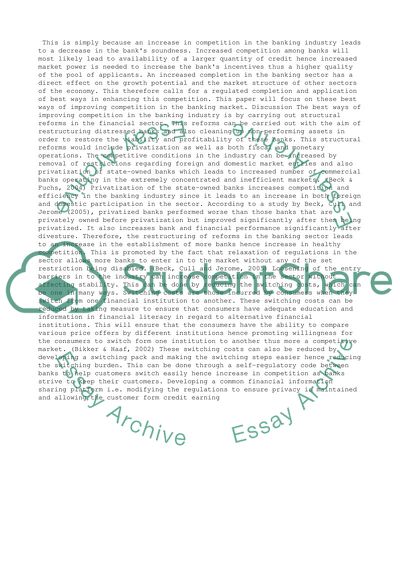 How best to improve competition in the banking market