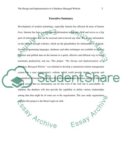 The Design and Implementation of a Database Managed Website