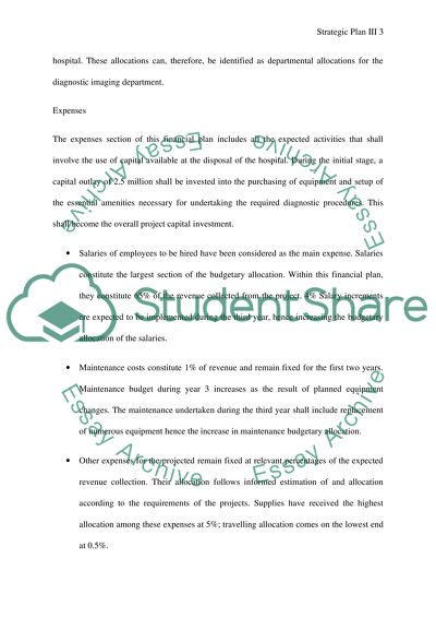 Strategic Plan Part III Financial Plan of Health Care Organization selected in part 1 and 2