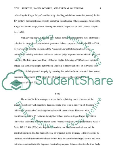 Civil Liberties, Habeas Corpus, and the War on Terror