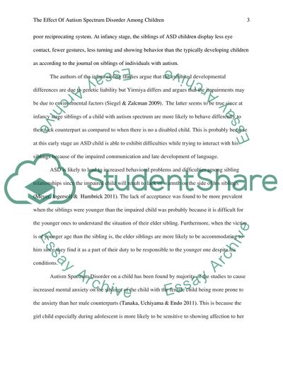 The Effect of Autism Spectrum Disorder Among Children