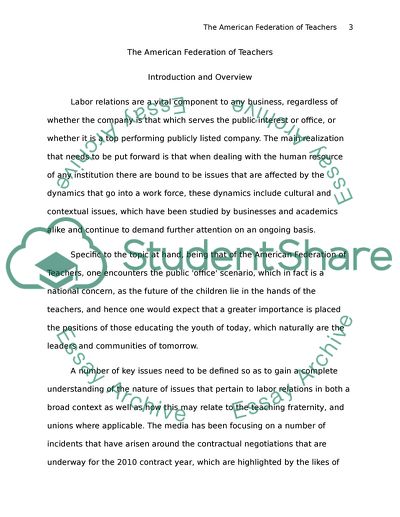 The American Federation of Teachers and the Importance of the Profession of Teaching