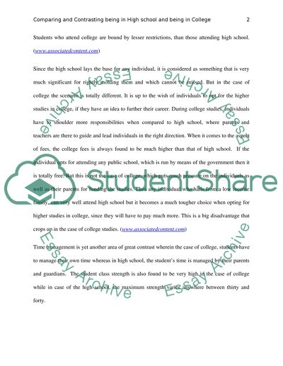 Being in high school and being in college