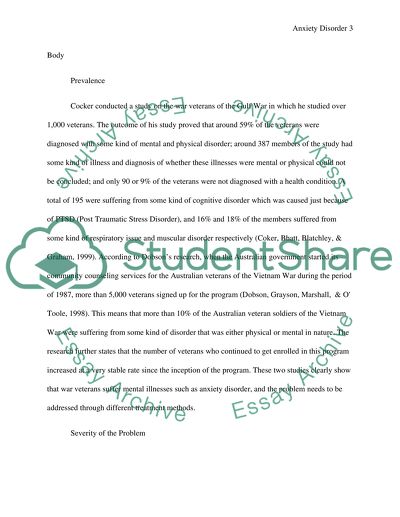 Solving the problem of Anxiety Disorder among war veterans