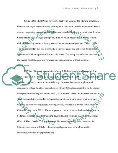 Chinas One-Child Policy: Birth Control and Chinese Demographics