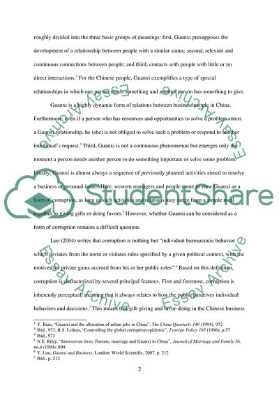 The Bound between Corruption and Guanxi in the Chinese Society