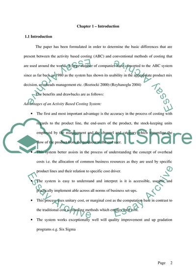 Advantages and Disadvantages of Activity Based Costing with Reference to Economic Value Addition