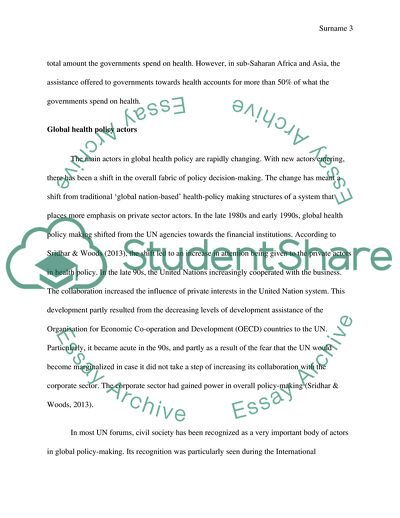 Funding of Global Health Policy Priorities