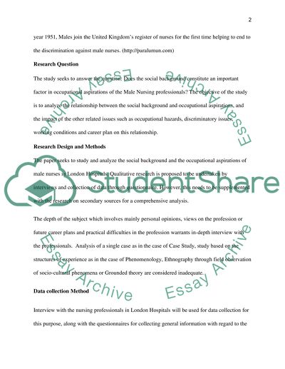 Investigating the Occupational Aspirations of Male Nurses in London Hospitals
