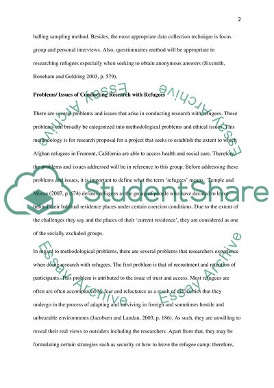 Problems/ Issues of Conducting Research with Refugees