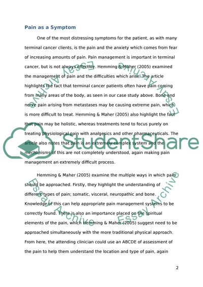 Palliative Care with Terminal Cancer