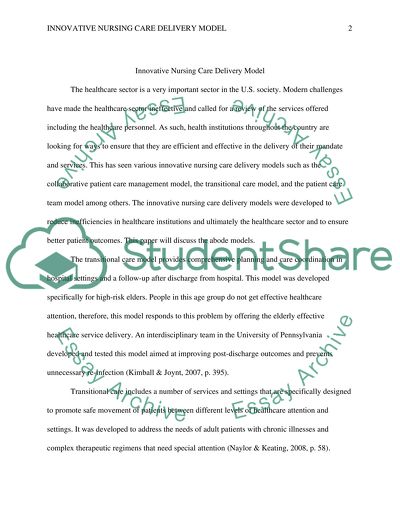 Innovative Nursing Care Delivery Model