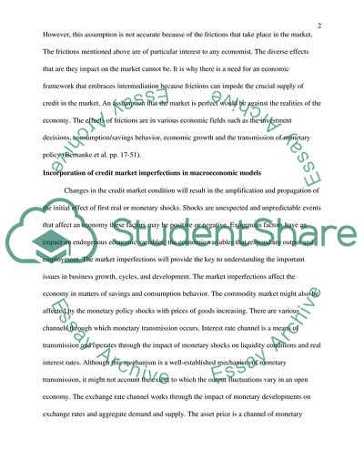 Imperfections of the Credit Markets