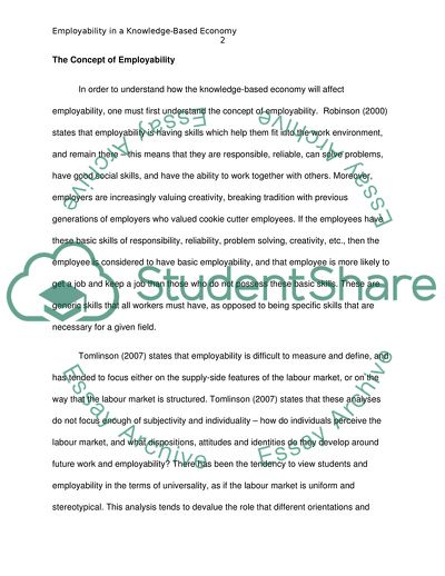 Employability in a Knowledge-Based Economy