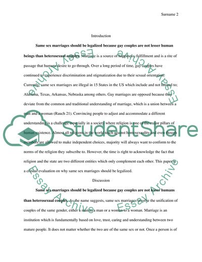 The Legalization of Same-Sex Marriage