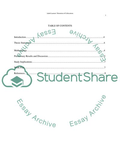 Second Language Acquisition Program: Adult Learners Retention of Collocations