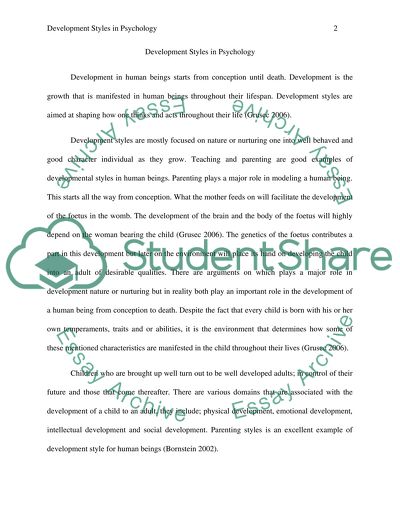 Development Styles in Psychology