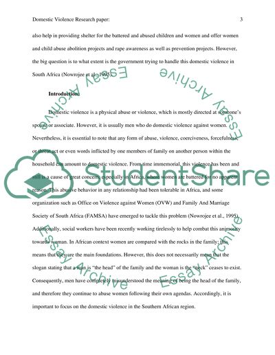 Domestic violence research paper: