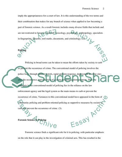 Forensic Science in Policing: A New Frontier
