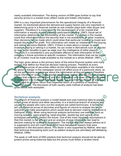 Efficiency of Financial Markets