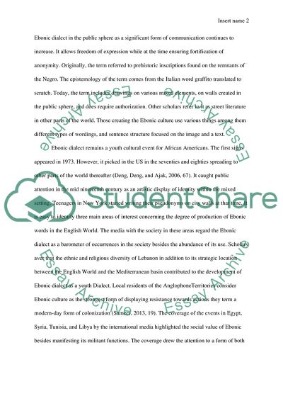 The Analyis of Ebonics Dialect