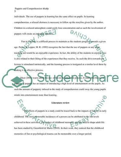 Using Puppets for the Comprehension of Story Elements