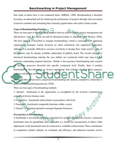 Project Management - Benchmarking